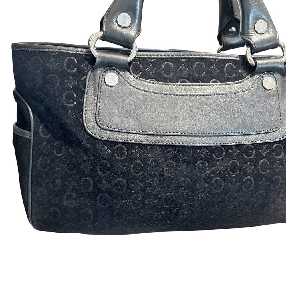 Céline Boogie Bag — Black C Macadam Monogram Suede-Silver Hardware Made in Italy - Picture 3 of 12